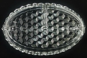 Fostoria American Clear  Oval 3-Part Relish Dish   10½" - Picture 1 of 7