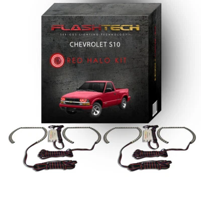 Red Angel Eye LED Headlight Halo Ring kit for 1998-2004 Chevrolet S10 Headlights - Image 1 of 2