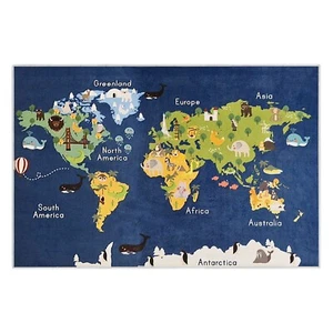 Low Pile Kids Rug for Playroom - Ultra-Thin Non-Slip Kids Area Rug - Washable - Picture 1 of 115