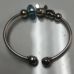 Sterling Silver Chamilia Charm Bracelet Disney Chamilia Blue Mickey Mouse Dream - Picture 1 of 9