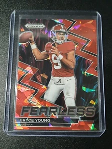 Bryce Young - Prizm Draft Picks 2023 - Panthers - Fearless - Red Cracked Ice - Picture 1 of 2