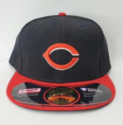 Cincinnati Reds New Era 59Fifty Mens Black and Red Baseball Cap Hat  - Image 1 of 4