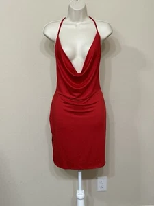 Fashion Move Women’s Red Open Back Stretch Sleeveless Sexy Slim Mini Dress s XL - Picture 1 of 9