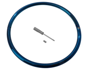 17" Blue Titanium Locking Eternity Collar over Stainless Steel - CuffStore - Picture 1 of 6