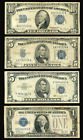 4 Silver Certificates $1 $5 $10 Rarer Dates 1928 Funny Back, 1934, 1953, Vg-F