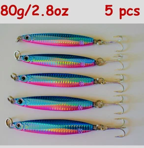 5 piezas Señuelos de pesca verticales de metal francotirador de potro azul/rosa 80 g/2,8 oz - Imagen 1 de 2