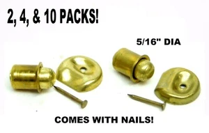 2,4,&10! 902 BULLET CATCH 5/16" DIAMETER BRASS FINISH W/ STRIKE PLATE & NAILS ES - Picture 1 of 4