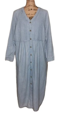 Woman Within - Light Wash Pintuck Button Front Denim Dress - Women's Size 18W - Image 1 of 3