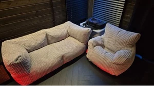 Giant Beanbags Big Bertha Original 2 Seater Sofa and Matching Chair Set - Picture 1 of 1