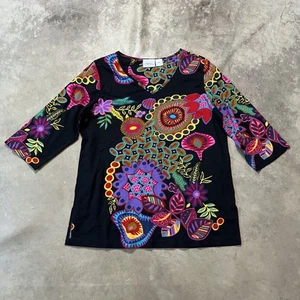 Camisa pulóver floral audaz talla pequeña Vermont Country Store túnica multi - Imagen 1 de 8