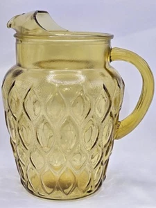 Beautiful Vintage Anchor Hocking Madrid Amber Honeycomb Glass Pitcher - Picture 1 of 5