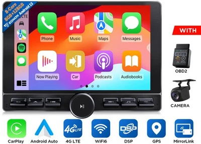 10.1" Wireless CarPlay Android Auto GPS Navigation 8+128 Car Stereo with QLED 4G - Image 1 of 4