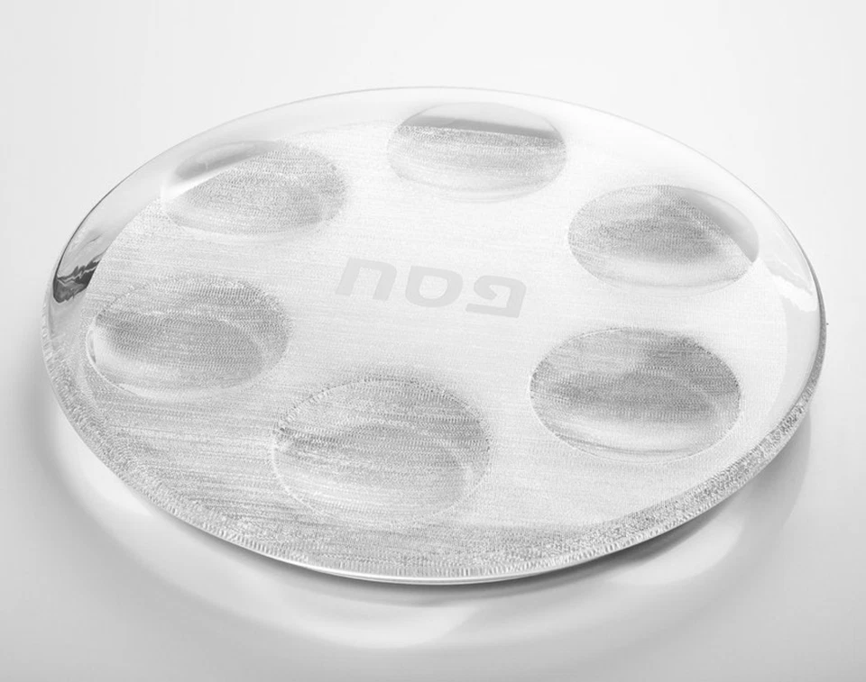 APELOIG CLEAR SILVER ACRYLIC SEDER PESACH PASSOVER PLATE SERVER TRAY 11.32" NEW - Image 1 of 4