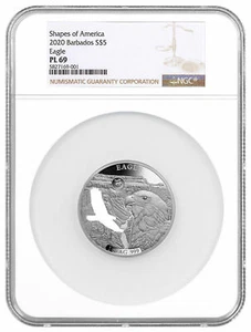 2020 Silver EAGLE Barbados Shapes America Cut-Out Proof Li 1 oz  .999  NGC PL69 - Picture 1 of 4