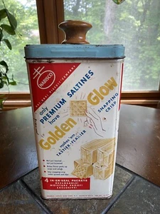 Vintage Nabisco Premium Saltine Cracker Metall Werbung Dose Golden Glow 14 Unzen - Bild 1 von 10