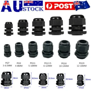 10X Waterproof Nylon Cable Gland Kit IP68 Joints Adjustable Locknut Small Tool - Picture 1 of 16