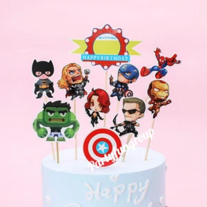 10pcs Avengers Cake Topper Super Hero Spiderman Cup Cake Toppers Party Supplies - Picture 1 of 1