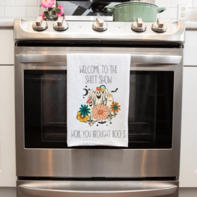 Kitchen Towel Funny Halloween Ghost Handmade Sublimated Decorative Funny Saying - Image 1 of 4