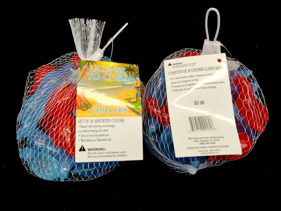 Margaritaville 30ct Reusable Parrot Ice Cubes 4 Bags 120 Pieces, Red & Blue, New - Image 1 of 4