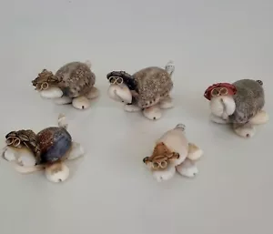5 Miniature Shell Turtle Figurines Made From Real Seashells Vintage Tourist - Picture 1 of 12