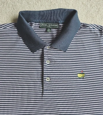 Polo Masters Collection Hombre XL Pima Algodón Azul Púrpura Rayas Bordado Foto 1 de 4