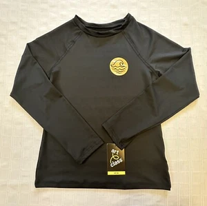 Art Class Black Rash Guard Gold Waves Swim Shirt L 10 12 New - Picture 1 of 9