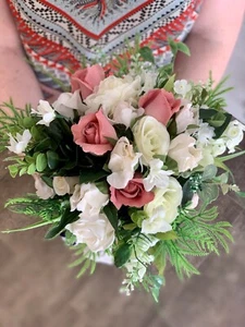Beautiful Artificial Large Wedding Bridal Brides Bouquet Flowers Silk Handmade - Picture 1 of 7