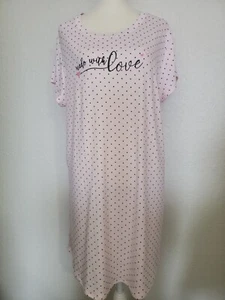 Camisa para dormir LAURA ASHLEY M para mujer nueva con etiquetas tela elástica quimise/corazones/manchas - Imagen 1 de 6