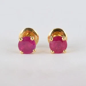 Natürlicher Rubin Edelstein 14k Gold Finish Silber Juli Geburtsstein Ohrstecker - Bild 1 von 3