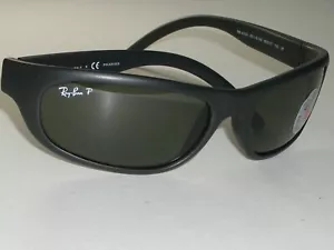 RAY BAN RB4033 60 17mm SLEEK FLAT BLACK POLARIZED PREDATOR WRAPS SUNGLASSES NEW - Picture 1 of 9