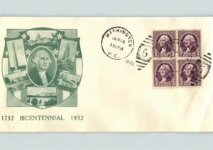 WASHINGTON Bicentennial, 3ct Washington, BL/4 1932 # 720 First Day of Issue - Picture 1 of 1