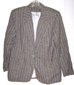 Chaqueta Blazer Gingham Blanca y Negra Forrada de Fundamental Things Talla 8 - Imagen 1 de 4