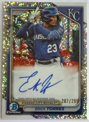 Erick Torres 2024 Bowman Speckle Auto #287/299 1st Bowman #CPA-ET Royals - Image 1 of 2
