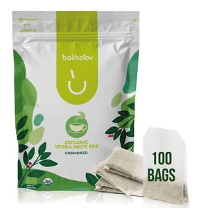 Organic Yerba Mate Tea Bags By Balibetov - Unsmoked 100 Tea Bags