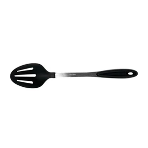 Cuchara ranurada de nailon negra de 13" adecuada para restaurante, tienda de alimentos, sala de catering - Imagen 1 de 5