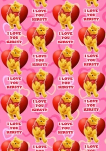 Envoltura de regalo personalizada para el Día de San Valentín WINNIE THE POOH - papel de envoltura de Disney - Imagen 1 de 1
