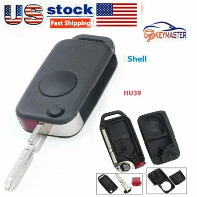 1B Flip Remote Key Shell Case Fob Mercedes Benz 500SL 500E 300SL 600SEC 500SEC Foto 1 de 4
