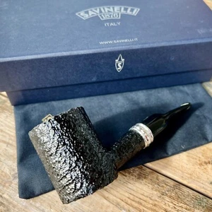 Savinelli Trevi Rusticated Black Poker (311 KS) 6mm Filter Pipe - New - Picture 1 of 8
