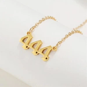 Gold 444 Angel Number Necklace, Jewelry Charms Minimalist Stainless Steel - Picture 1 of 7