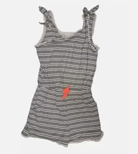 PAPER DOLL GIRLS STRIPE SLEEVELESS ROMPER (GRAY/WHITE 14)NWT - Picture 1 of 4