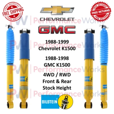 Juego de amortiguadores delanteros traseros Bilstein B6 4600 para 88-99 Chevy / 88-98 GMC K1500 4x4 tracción trasera Foto 1 de 4