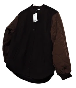 XXS brown curve hem padded 2 tone DIVIDED jkt H&M dark brown and lighter brown - Picture 1 of 10