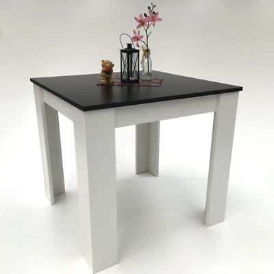 Esstisch  Esszimmertisch Küchentisch Holzwerkstoff Schwarz Weiß  80x80cm NEU - Bild 1 von 4