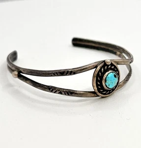 Sterling Silber Armreif Armband mit einem Türkis Stein 6" 8,9 g - Bild 1 von 14