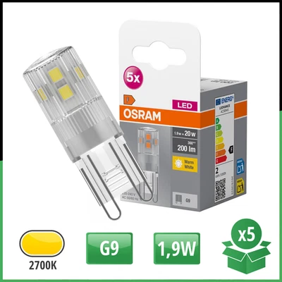 OSRAM 5x LED Leuchtmittel G9 1,9W = 20W 200lm 2700K Warmweiß 300° 5 Stück - Bild 1 von 4