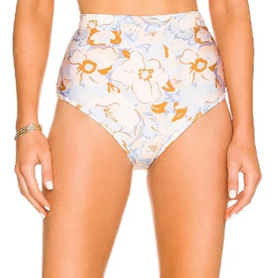 Parte inferior de bikini MINKPINK cintura alta MEDIANA floral azul tostado descarado Lumi NUEVO Foto 1 de 4