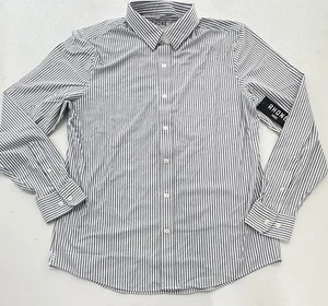 Rhone Herren Pendler Hemd Slim Fit Grau Leinen Breit Gestreift LS Knopf Gr. L Neu mit Etikett - Bild 1 von 4