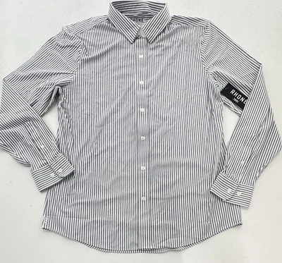 Мужская рубашка Rhone для пригорода приталенная серая льняная широкополосная на пуговицах размер L новая с ценниками - Изображение 1 из 4