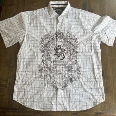 Camisa Marc Ecko Para Hombre XXL Abotonada Cuadros Bordado Cresta Y2K Foto 1 de 4