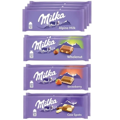 Barritas Variedad Chocolate Milka 10, Alpino, Manchas de Vaca, Fresa y Avellana Entera Foto 1 de 4